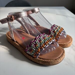 Steve Madden Girls' Layny sandal metallic woven strap sz 4